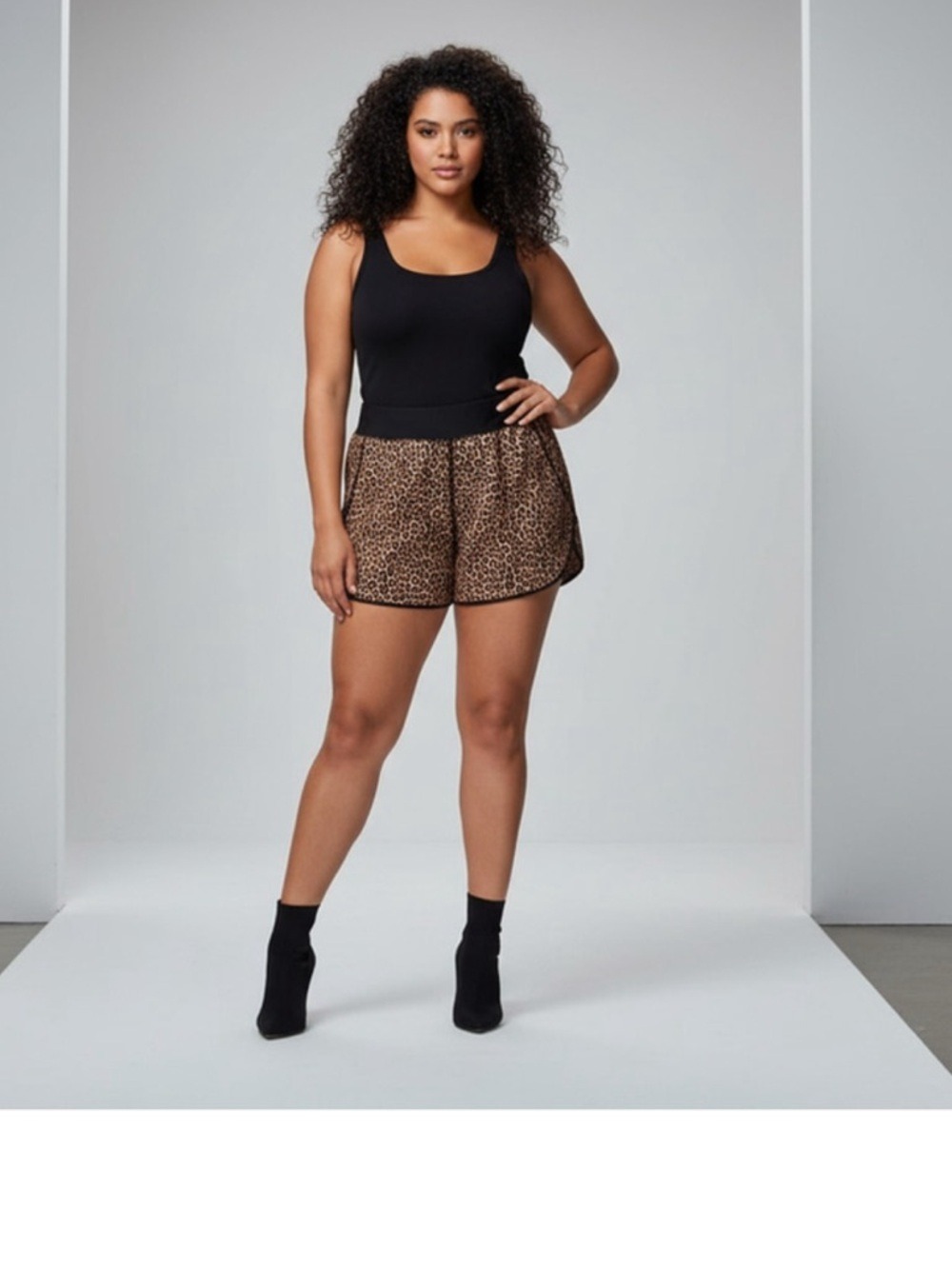 Women's Lands' End Plus 18 Brown Black Leopard Print Athletic Shorts - Picture 9 of 12